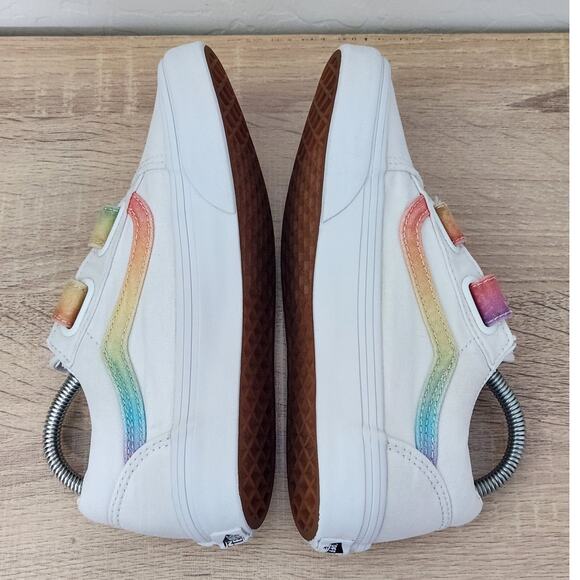 VANS Kids Size 3 Shoes White Rainbow Casual School Play Sneakers Youth Skate - Picture 7 of 10